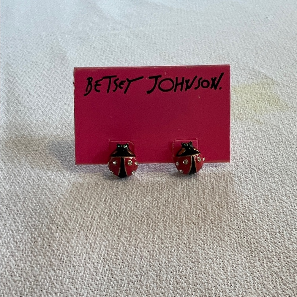 Betsey Johnson Red and Black Ladybug Earrings